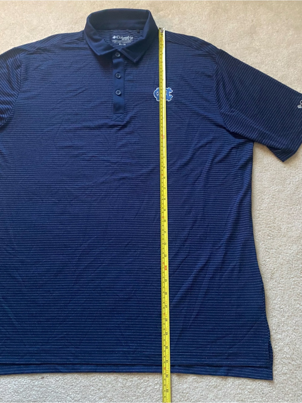 Men’s Columbia Golf Shirt UNC Tar Heels Carolina Blue White Stripe  XL X-Large - Picture 5 of 6